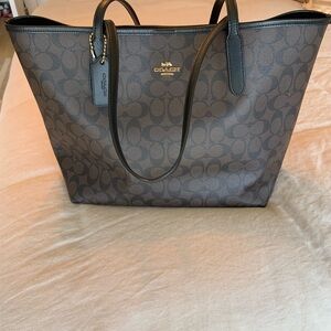 Coach Dark Brown and Black Signature Tote